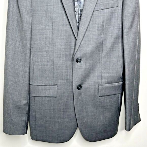 JOE Joseph Abboud 36R/30 Blazer Jacket Wool Coat Slim Fit Grey/Black Plaid Camo - Picture 3 of 15